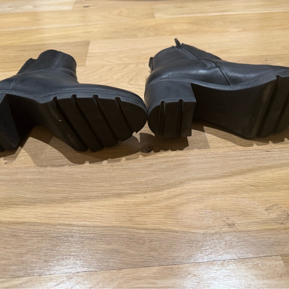 Black Leather Ankle Boots - Picture 3 of 6